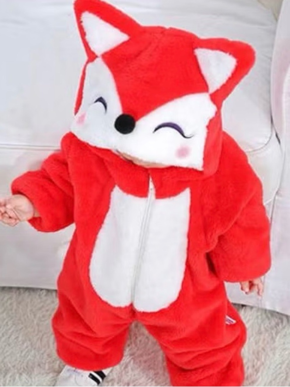 Red Fox Plush Hooded Onesie for Kids - Cozy Animal Romper costume 100/56 3T-4T